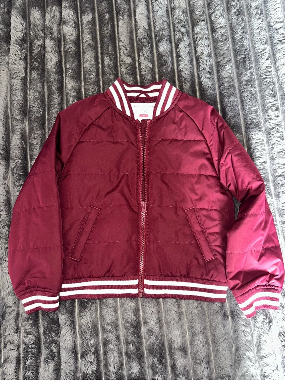 Children’s Place Toddler Burgundy Quilted Bomber Jacket